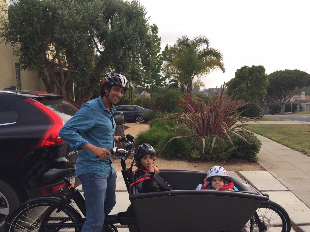 Shaun and kids in bike
